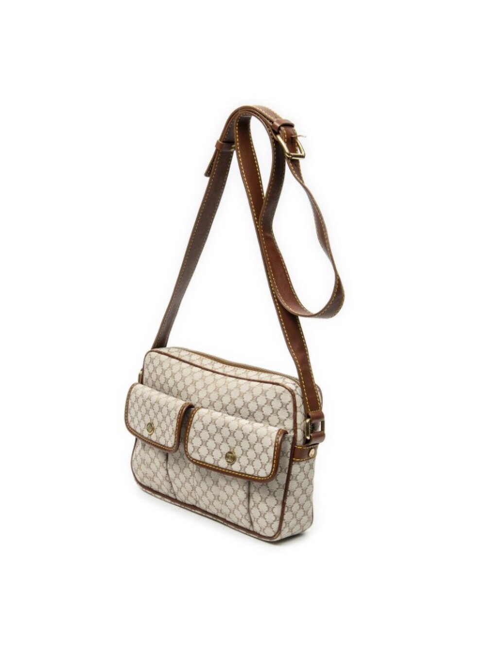 Celine Front Pocket Crossbody Beige Brown Macadam Canvas - Picture 2 of 10